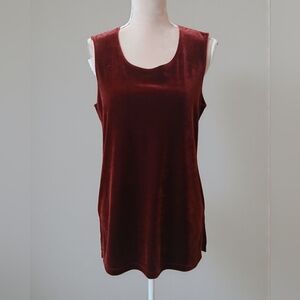 Di Marco Dark Red Plush Velvet Womans Tank Shell Top Medium Formal Cocktail